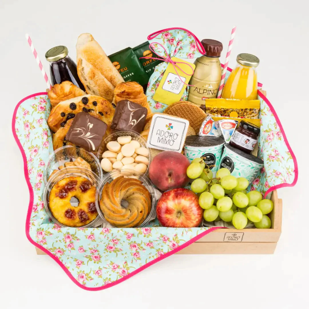 Cestas de Café da Manhã Casal (Caixote Claro)